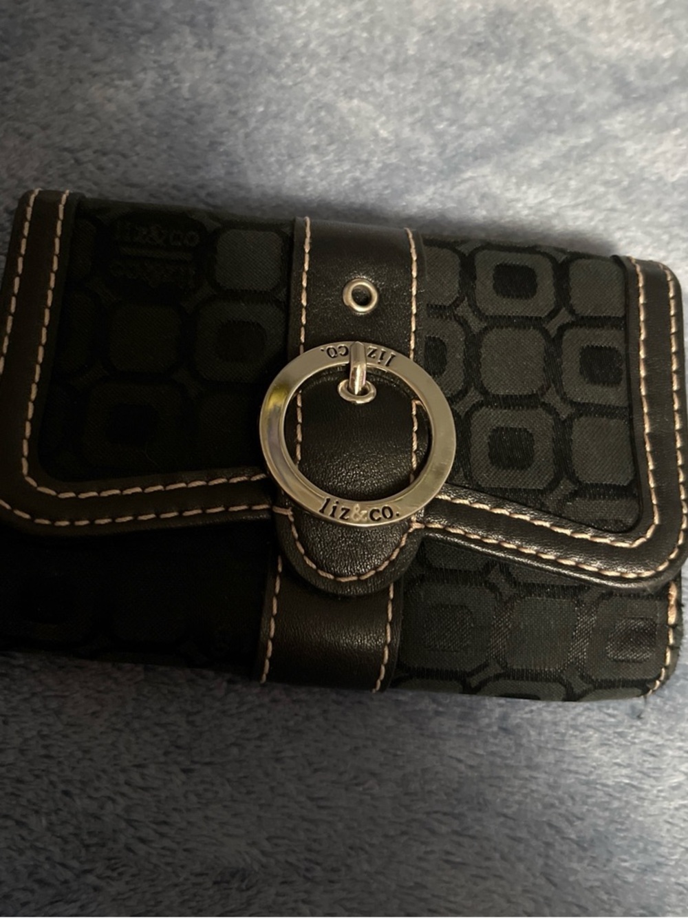 liz & co. Black Geometric Pattern Wallet with Ring Detail